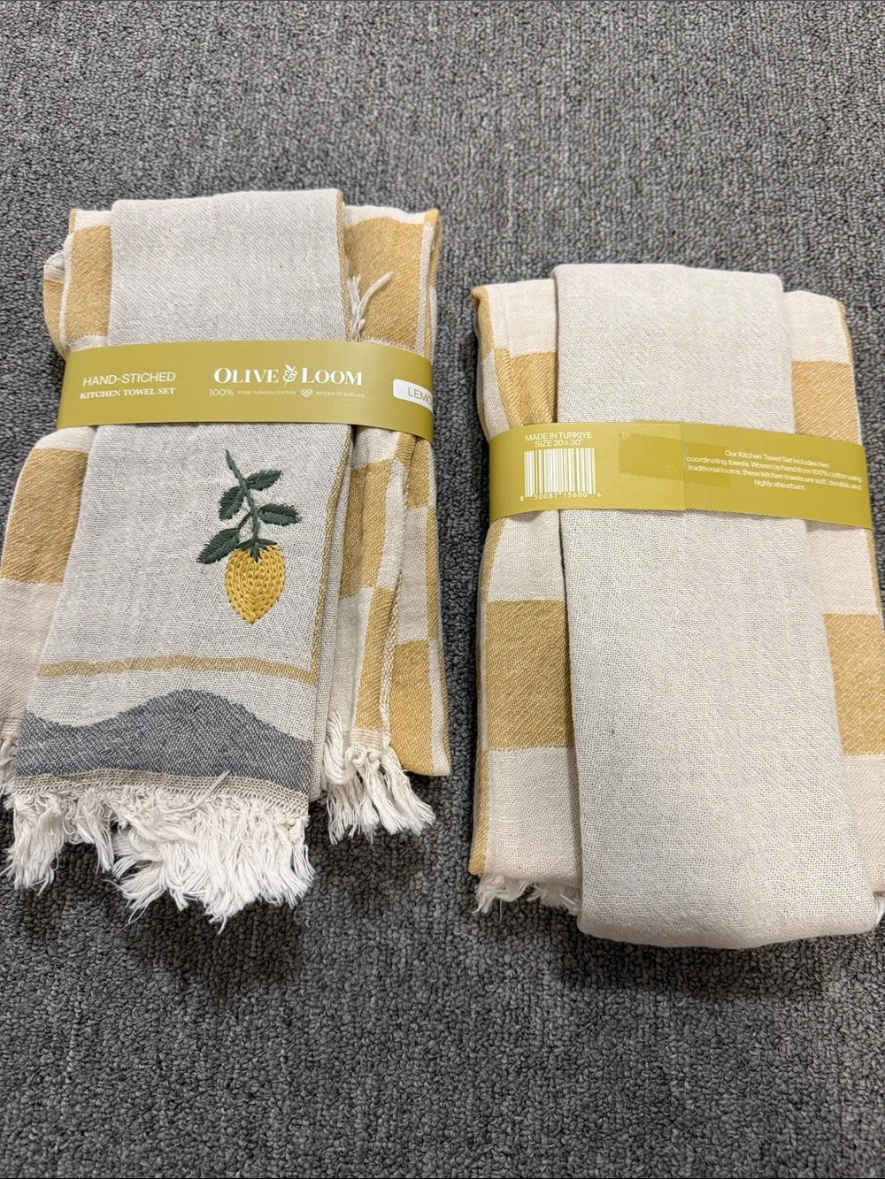 Olive & Loom LEMON HAND-STITCHED TEA TOWEL SET